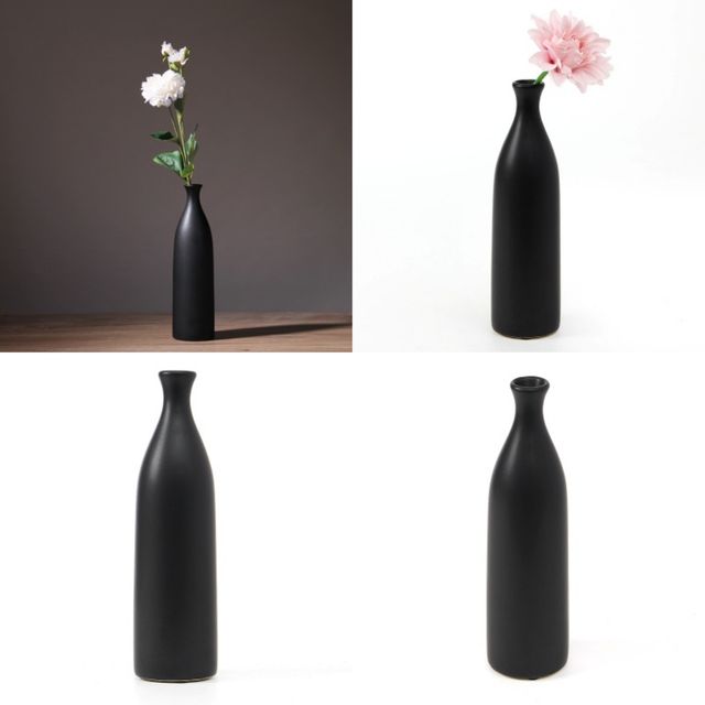 도자기 꽃병 26cm 블랙 인테리어꽃병 조화꽃병