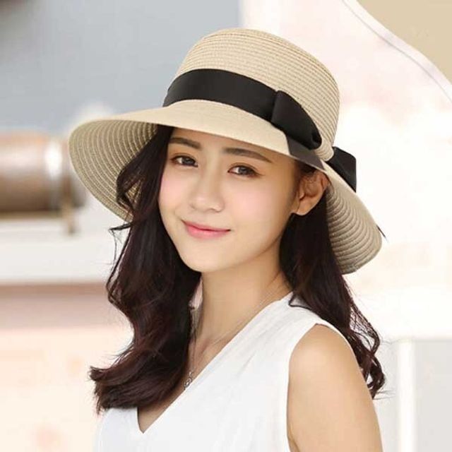 여성 썬캡 바다 왕골 라피아 밀짚모자 비치모자