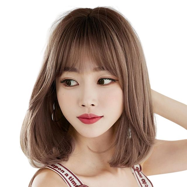 C컬 중단발 통가발 (애쉬핑크브라운) DK40