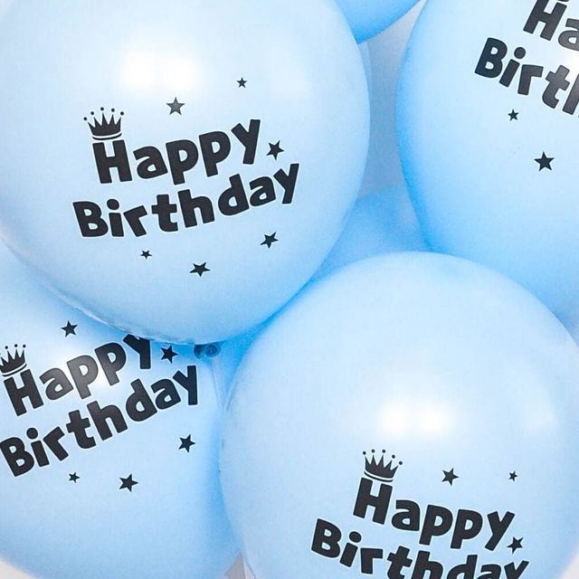 30cm인쇄풍선10개(매트파스텔생일블루)