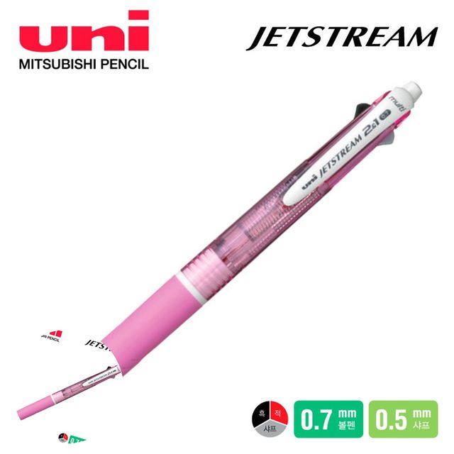 필기감좋은볼펜 교회볼펜 제트스트림 2플러스1 멀티펜 0.7mm 핑크