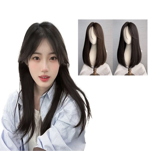 여자 정수리가발 헤어 볼륨 똑딱이 긴머리 가발 피스