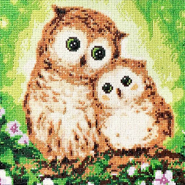 TBZ 엄마와 아기 부엉이 캔버스 보석십자수 30x30