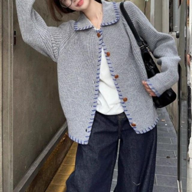 자켓 데일리 니트롱 여자 여자가디건 니트 롱 루즈핏