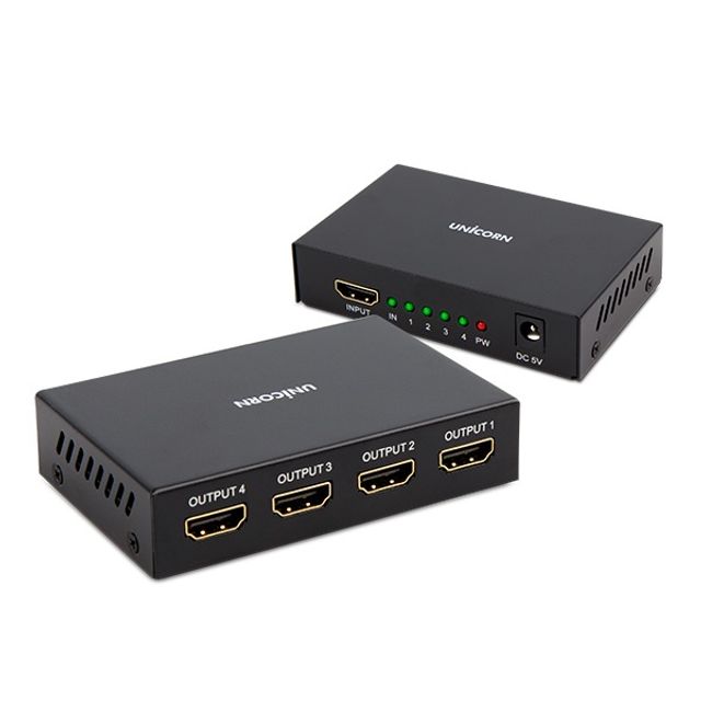 유니콘 4K UHD HDMI 1대4 TV 모니터 영상 화면 분배기