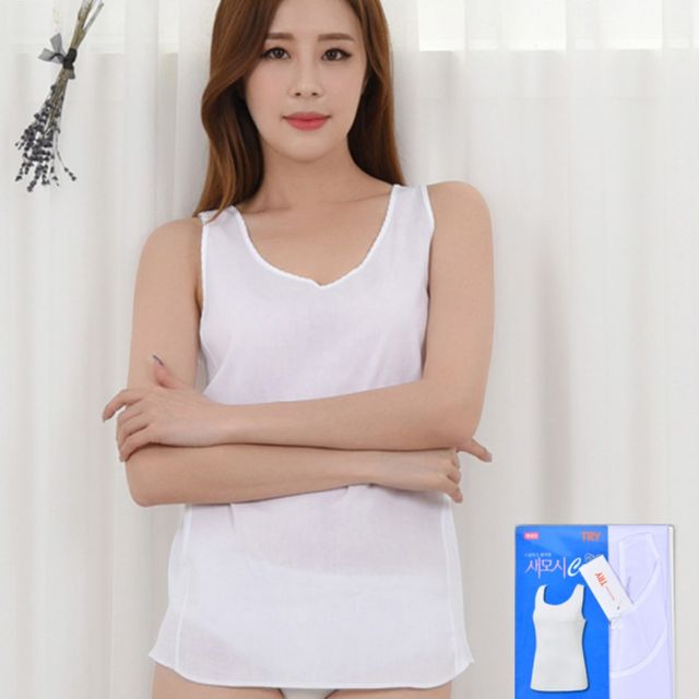 이너나시 끈런닝 매쉬 백색 여성런닝