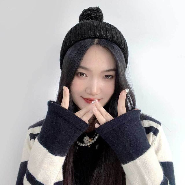폼폼 블랙 비니 방울 니트 패션 모자 비니