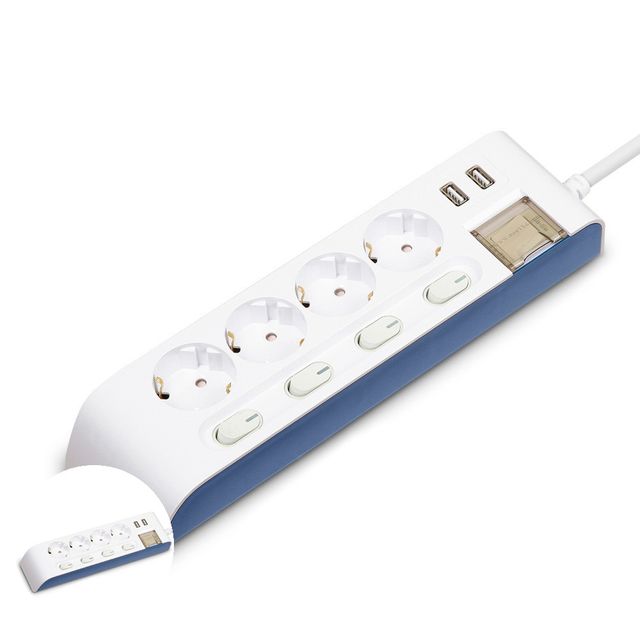 전기연장선 책상멀티탭 멀티탭 선이 굵어 안전한 하이탭 멀티코드 콘센트 USB 2구 개별 전원 스위치 4구 1.