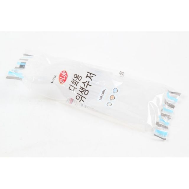 롯데 이라이프 다회용 위생수저 10p - 반투명 플라스틱 수저세트