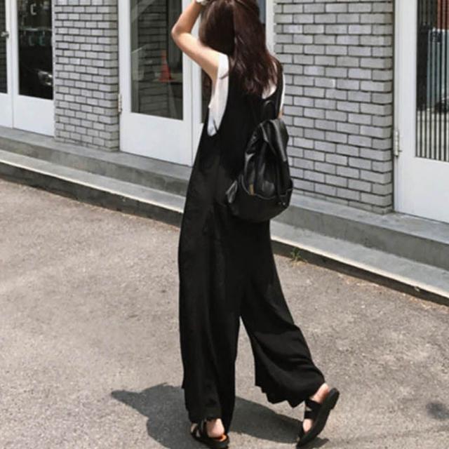 빅사이즈 점프수트 여성 흰티 레이어드 민소매 슈트