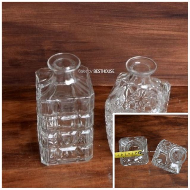 유리화분 화병 수반 18cm 사각 크리스탈 유리화병 미니화병 장식용꽃병 장식화병