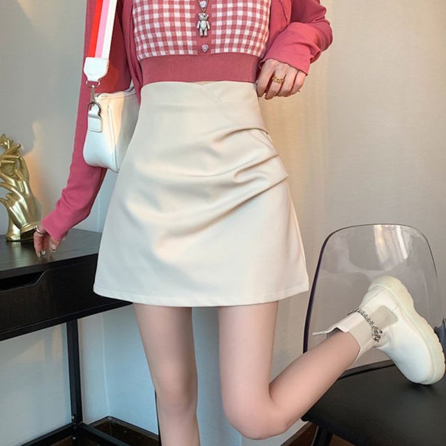 여성 속바지 옆셔링 하이웨스트 미니스커트 숏스커트