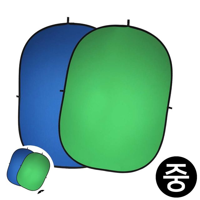 크로마키천 배경천 사진조명 촬영장비 포터블 크로마키 배경 그린 블루 양면 중 1.8 x 2.1m