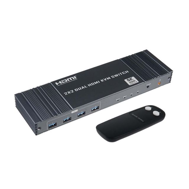 2X2 듀얼 HDMI KVM 스위치 8K 4K USB3.0 버튼 제어