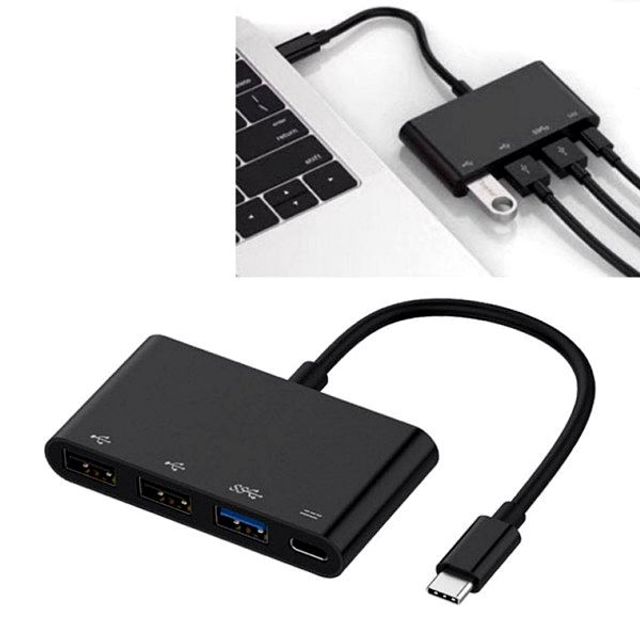충전 4in1 3USB+C 멀티허브 스마트폰 마우스 태블릿