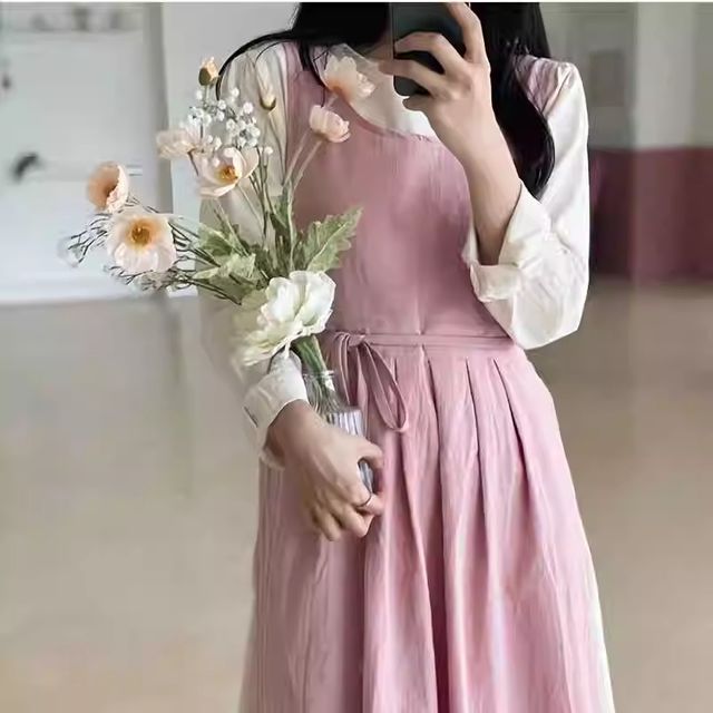 메르올린 핑크 소프트 순면 예쁜 앞치마 작업 카페 바리스타 미용실 어린이집 주방 에이프런 빅사이즈
