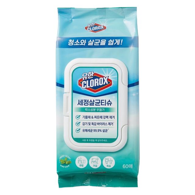 유한크로락스 세정살균티슈 후레시센트 60매