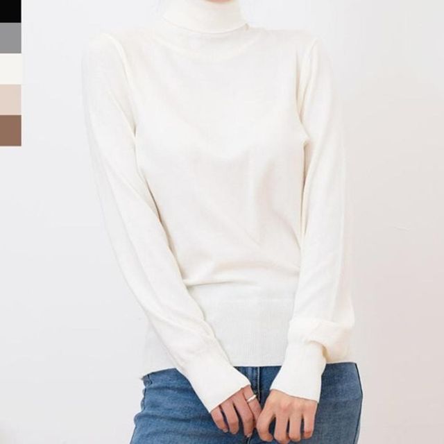 여성 노멀 폴라 니트웨어 티 상의
