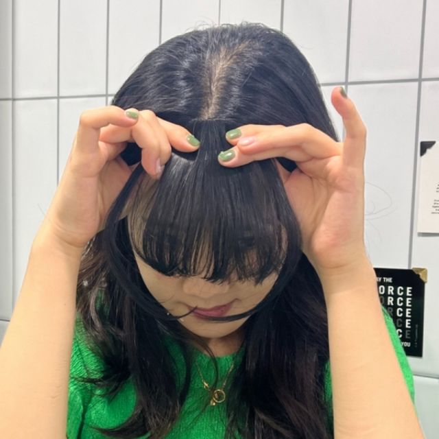 앞머리 블랙 시스루뱅 부분가발 앞머리피스 앞머리가