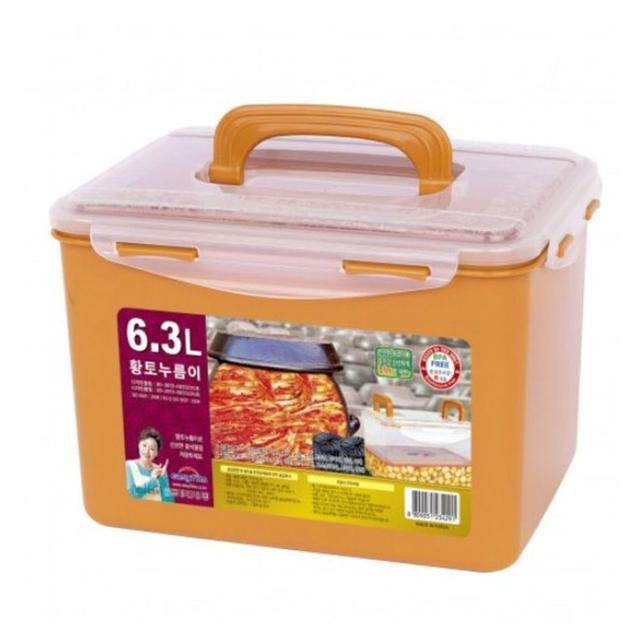 황토 밀폐용기 김치통 6.3L | 냉장고 정리 반찬통