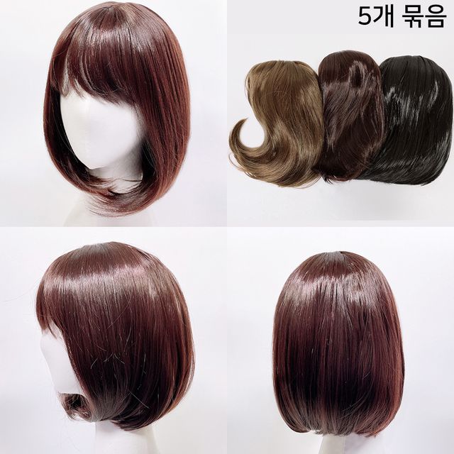 컷트가발 숏헤어 5개묶음 - 여성용 깔끔한 단발 스타일 가발