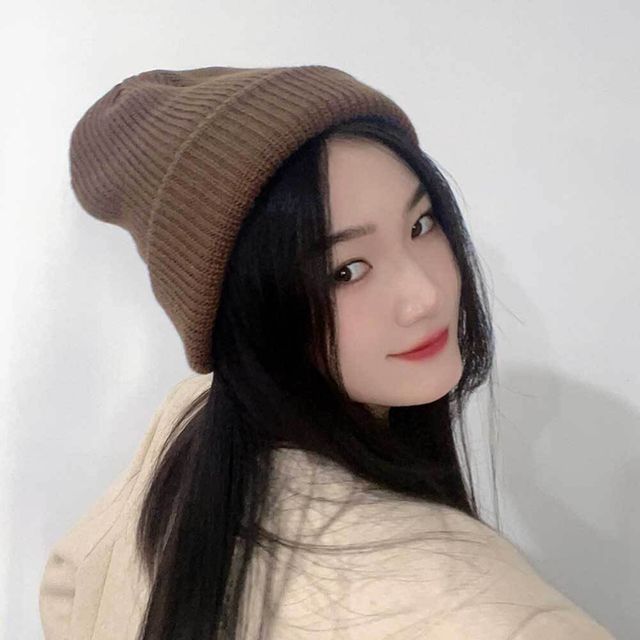 브라운 비니 니트 베이직 패션 모자 겨울 여성
