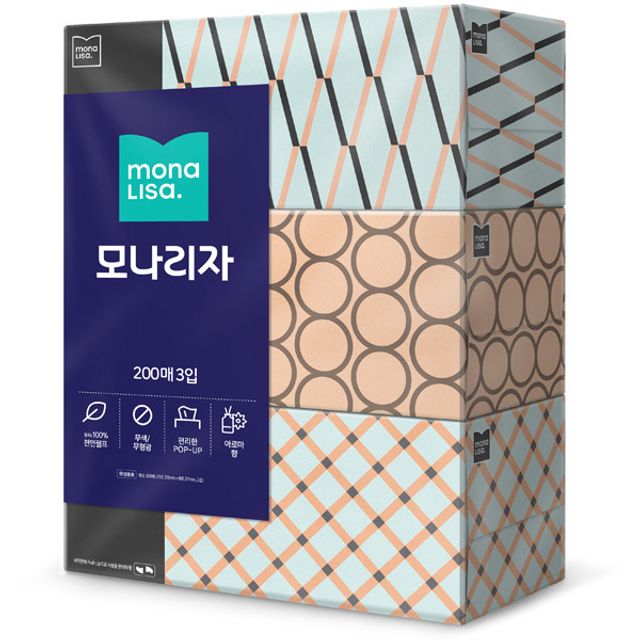 모나리자 각티슈 200매 3입