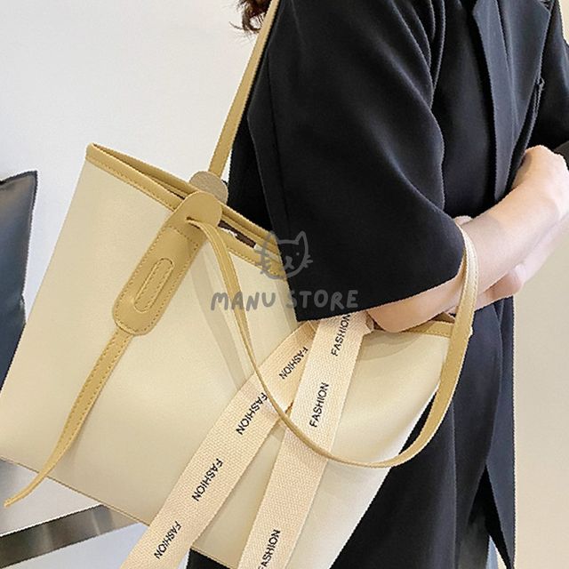가죽가방 빅숄더백 스트랩 숄더백 아이보리