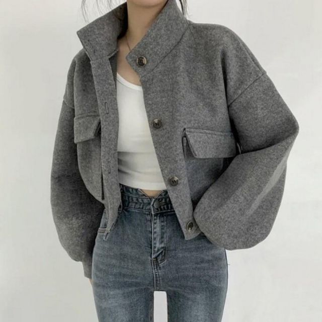 여성 울 숏자켓 모직 하프 코트 겨울 데일리 아우터 간절기 집업 점퍼 숏코트