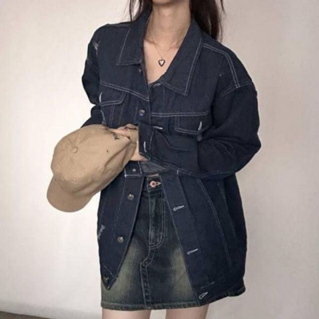 레이디스 데미지 디테일 캐주얼데일리룩 데님 청 블레이저 데님재킷 봄가을자켓 간절기아우터 패션데님자켓