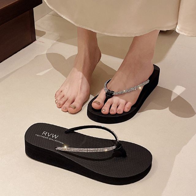 여성 웨이브 반짝이 쪼리 슬리퍼 1P 물놀이 리조트