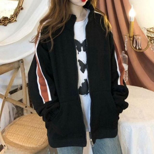 걸스 와이드핏 이지웨어 투톤 일상 지퍼후드 아우터 봄가을자켓 캐주얼자켓룩 시그니처 집업자켓 간절기아