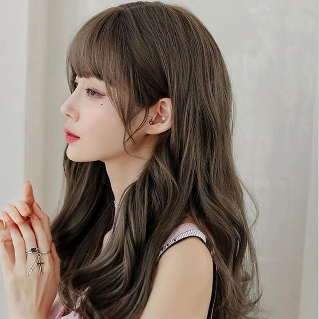 웨이브 긴머리 통가발 52cm 올리브브라운