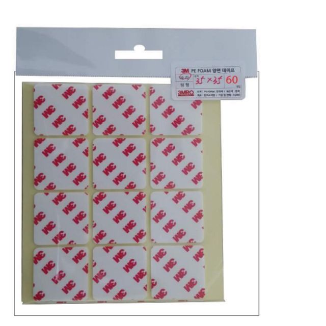 3M 양면테이프 사각 35x35mm 60개입 벽테이프 벽면테이프 폼테이프