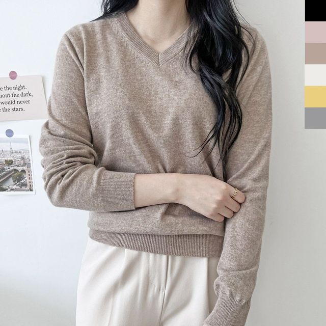 여자상의 여자캐시미어브이넥니트티