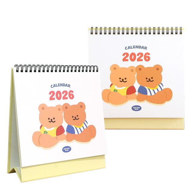 2026 탁상달력 2개 핑크풋 귀여운 곰돌이 일러스트 데스크테리어 내년달력 책상