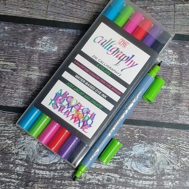 트윈팁 캘리그라피펜 2mm 5mm 펜 세트 6색 캘리그래피 드로잉 펜 세트