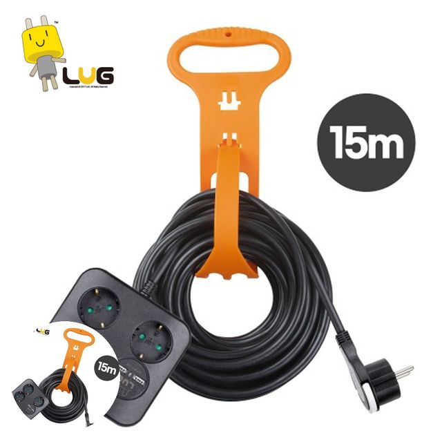 캠핑전기릴선 캠핑리드선 콘센트 연장선 3구 USB 2포트 15M 1.5SQ BK