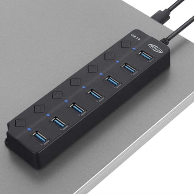 USB 7포트 허브 블랙 노트북허브 USB멀티허브 USB포트확장 USB컨버터 USB3.0허브