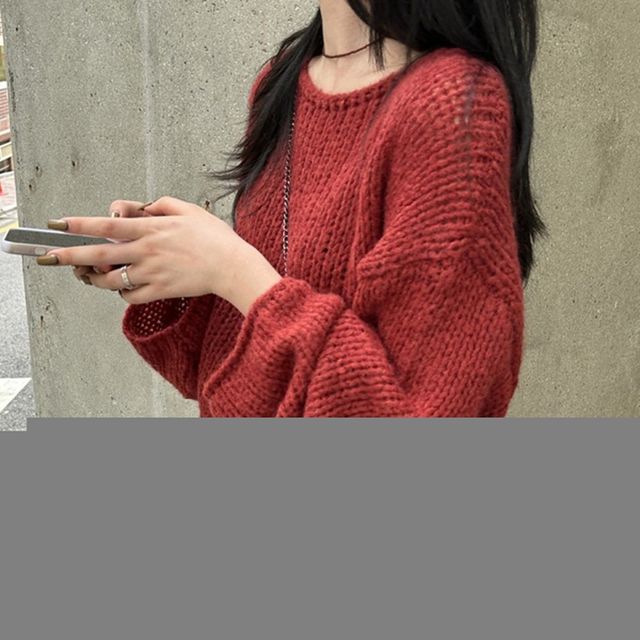 티 오버핏 롱니트 겨울 라운드 가을 정장 여자니트