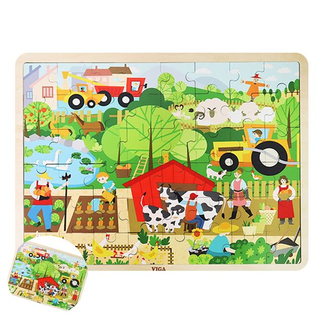 창의놀이교구 창의력퍼즐세트 원목퍼즐 48pcs 농장 퍼즐