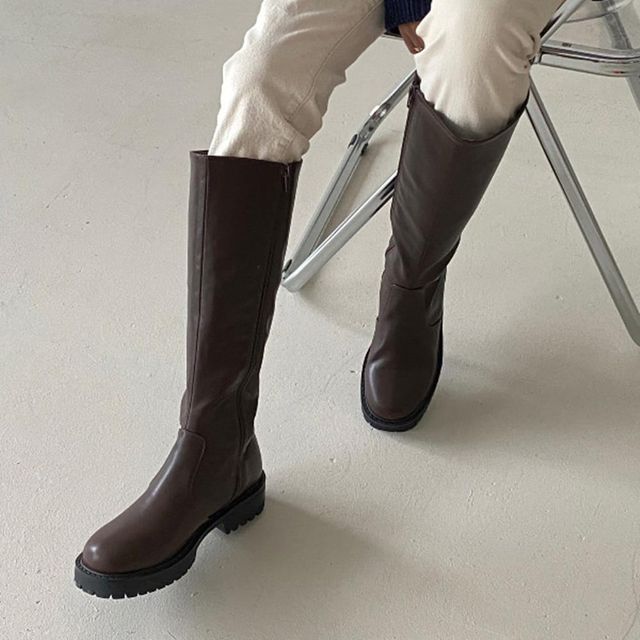 봄여자신발 미들힐 로우힐워커 롱부츠 부츠힐 신상