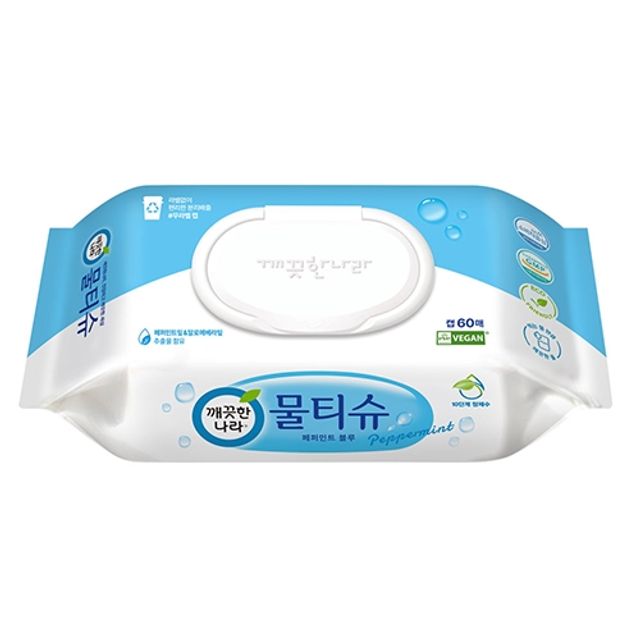 깨끗한나라 물티슈 캡형 60매