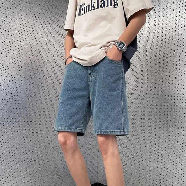 남성 1컬러 데일리 디자인 숏 데님 팬츠