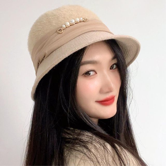 비타리토 겨울 진주 버킷햇 벙거지모자 26x15cm
