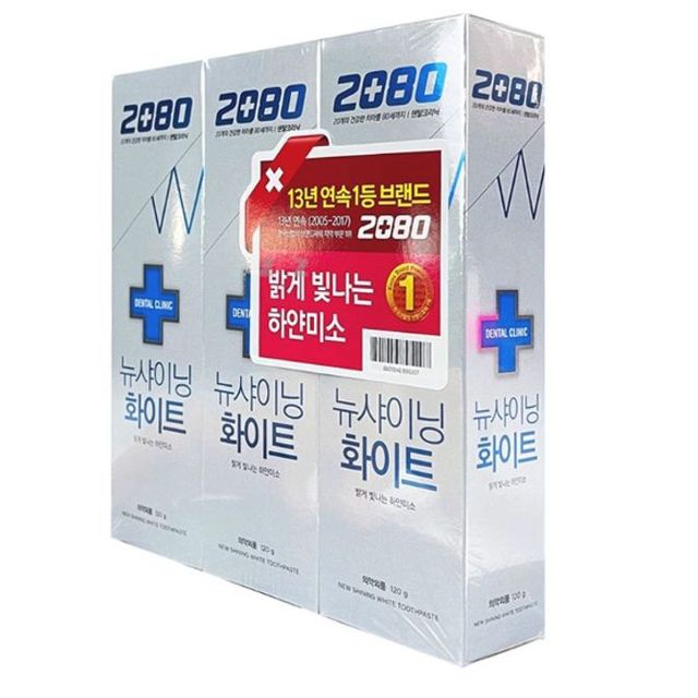 2080 치약 양치 치태 구강 청결 치약 화이트 120g 3P
