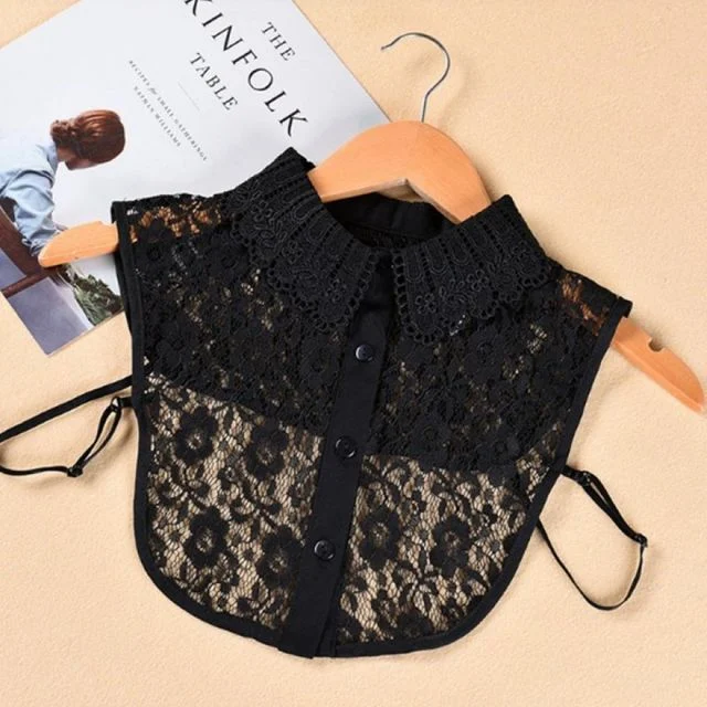 펀칭 자수 레이스 가짜 카라 넥카라 레이어드 덧카라 탈부착 옷깃