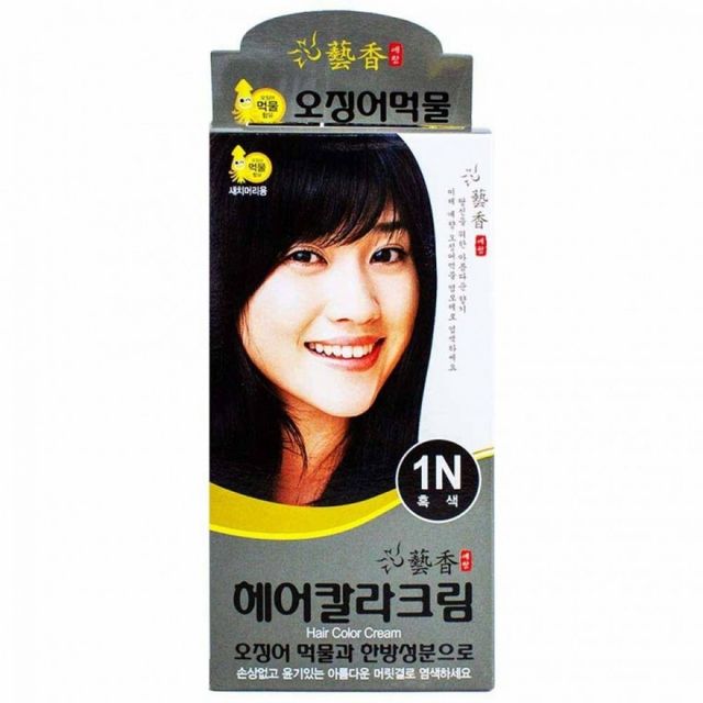 오징어먹물 염색 헤어 크림 흑색 새치커버 머리 염모제