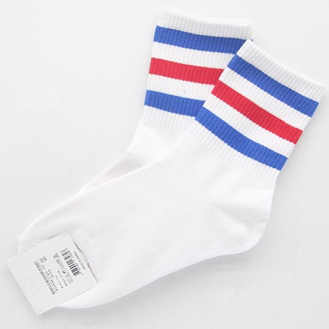 여자 칼라 쓰리라인 편한 데일리 패션 양말 흰파빨