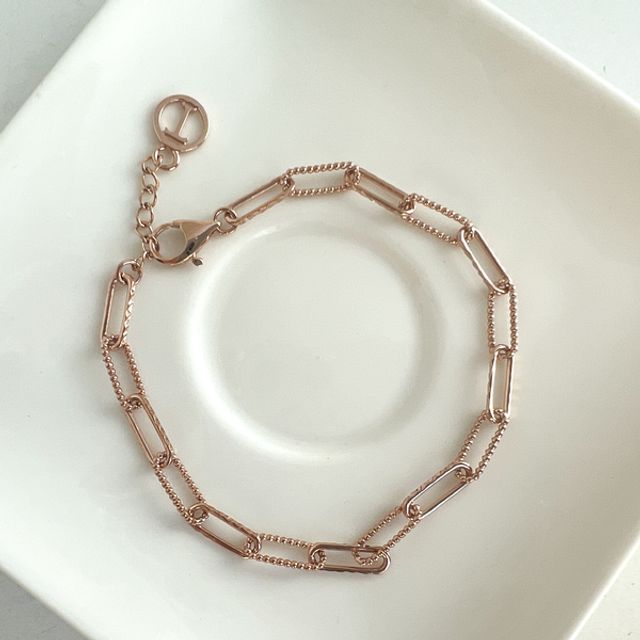 클립 컷팅 믹스 팔찌14k옐로우골드18.5cm